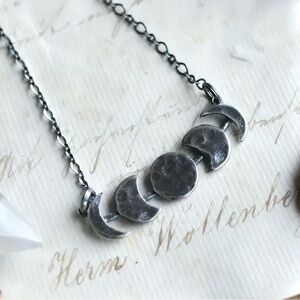 Silver Moon Phase Necklace NEW